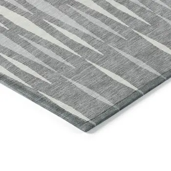 9' X 12' Gray And Ivory Geometric Washable Indoor Outdoor Area Rug