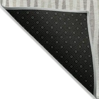5' X 8' Ivory Brown And Beige Geometric Washable Indoor Outdoor Area Rug