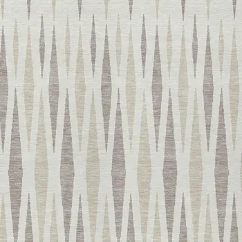5' X 8' Ivory Brown And Beige Geometric Washable Indoor Outdoor Area Rug