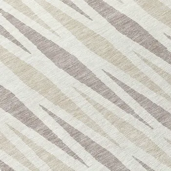 8' Ivory Brown And Beige Round Geometric Washable Indoor Outdoor Area Rug