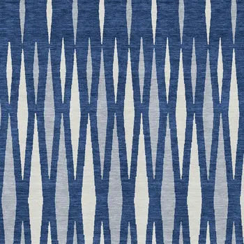 3' X 5' Navy Blue Gray And Ivory Geometric Washable Indoor Outdoor Area Rug