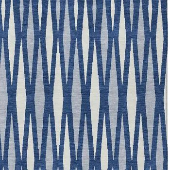9' X 12' Navy Blue Gray And Ivory Geometric Washable Indoor Outdoor Area Rug