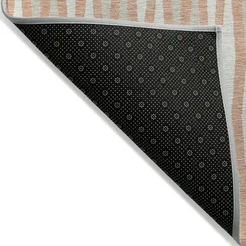3' X 5' Salmon Gray And Ivory Geometric Washable Indoor Outdoor Area Rug