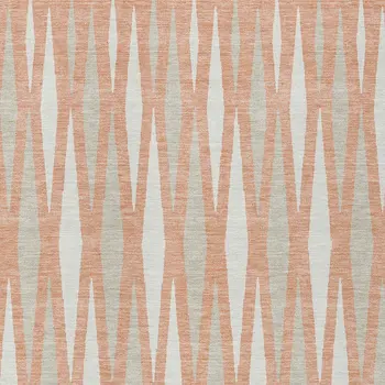 3' X 5' Salmon Gray And Ivory Geometric Washable Indoor Outdoor Area Rug
