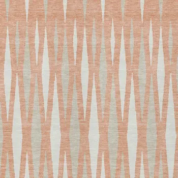 10' X 14' Salmon Gray And Ivory Geometric Washable Indoor Outdoor Area Rug