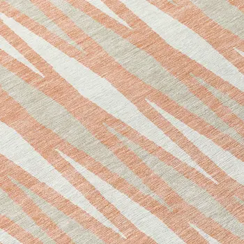 10' X 14' Salmon Gray And Ivory Geometric Washable Indoor Outdoor Area Rug