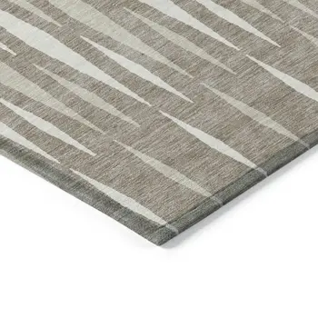 10' X 14' Taupe Beige And Ivory Geometric Washable Indoor Outdoor Area Rug
