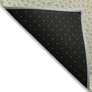 3' X 5' Artichoke Green And Brown Geometric Washable Indoor Outdoor Area Rug