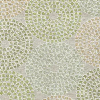 3' X 5' Artichoke Green And Brown Geometric Washable Indoor Outdoor Area Rug
