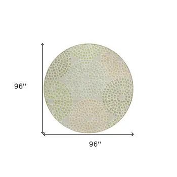 8' Artichoke Green And Brown Round Geometric Washable Indoor Outdoor Area Rug