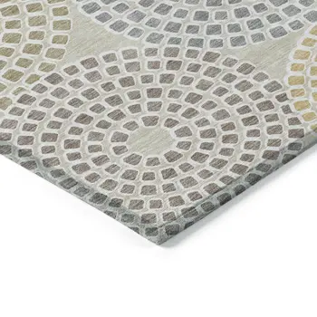5' X 8' Beige Brown And Gray Geometric Washable Indoor Outdoor Area Rug