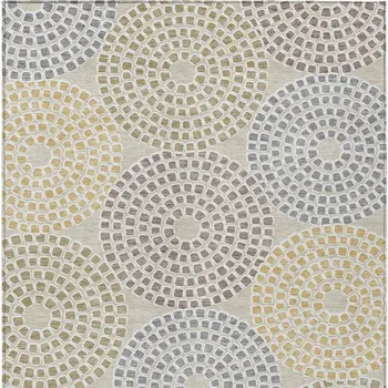 8' X 10' Beige Brown And Gray Geometric Washable Indoor Outdoor Area Rug