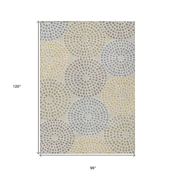 8' X 10' Beige Brown And Gray Geometric Washable Indoor Outdoor Area Rug