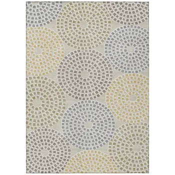 8' X 10' Beige Brown And Gray Geometric Washable Indoor Outdoor Area Rug