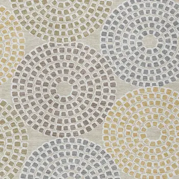 9' X 12' Beige Brown And Gray Geometric Washable Indoor Outdoor Area Rug