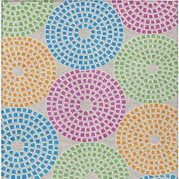 3' X 5' Purple Green And Aqua Geometric Washable Indoor Outdoor Area Rug