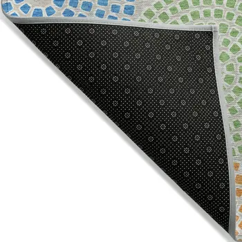 10' X 14' Purple Green And Aqua Geometric Washable Indoor Outdoor Area Rug