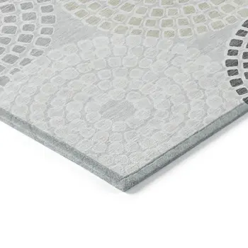 10' X 14' Gray And Taupe Geometric Washable Indoor Outdoor Area Rug