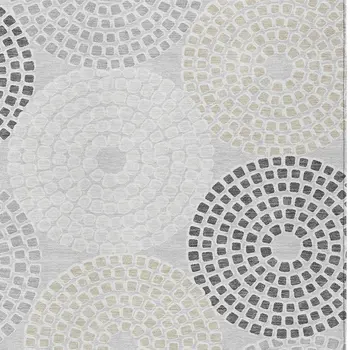 10' X 14' Gray And Taupe Geometric Washable Indoor Outdoor Area Rug