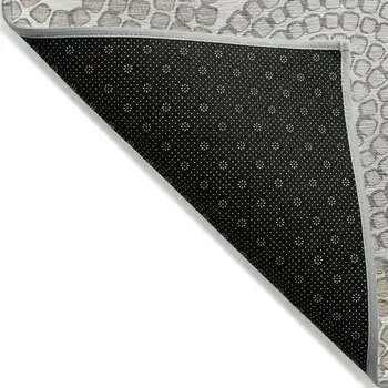 5' X 8' Ivory Brown And Gray Geometric Washable Indoor Outdoor Area Rug