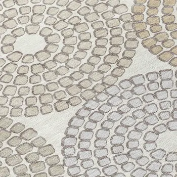 5' X 8' Ivory Brown And Gray Geometric Washable Indoor Outdoor Area Rug