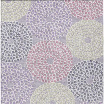 8' X 10' Lavender Purple And Gray Geometric Washable Indoor Outdoor Area Rug