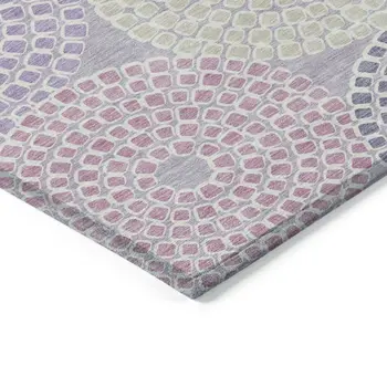 8' X 10' Lavender Purple And Gray Geometric Washable Indoor Outdoor Area Rug
