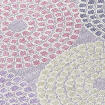 9' X 12' Lavender Purple And Gray Geometric Washable Indoor Outdoor Area Rug