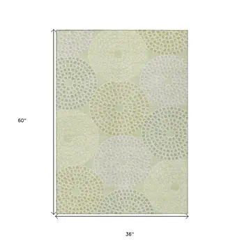 3' X 5' Mint Green And Light Purple Geometric Washable Indoor Outdoor Area Rug