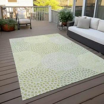 3' X 5' Mint Green And Light Purple Geometric Washable Indoor Outdoor Area Rug