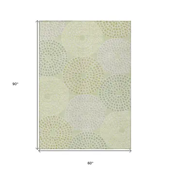 5' X 8' Mint Green And Light Purple Geometric Washable Indoor Outdoor Area Rug