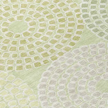 8' Mint Green And Light Purple Round Geometric Washable Indoor Outdoor Area Rug