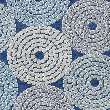 5' X 8' Navy Blue Gray And Aqua Geometric Washable Indoor Outdoor Area Rug
