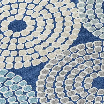 8' X 10' Navy Blue Gray And Aqua Geometric Washable Indoor Outdoor Area Rug
