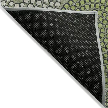 3' X 5' Olive Green And Beige Geometric Washable Indoor Outdoor Area Rug