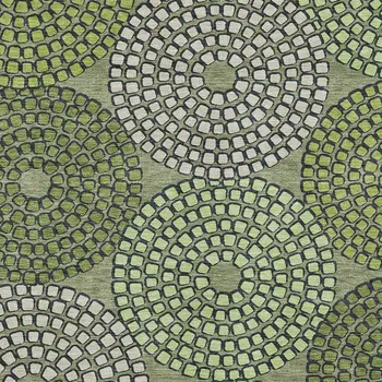 3' X 5' Olive Green And Beige Geometric Washable Indoor Outdoor Area Rug