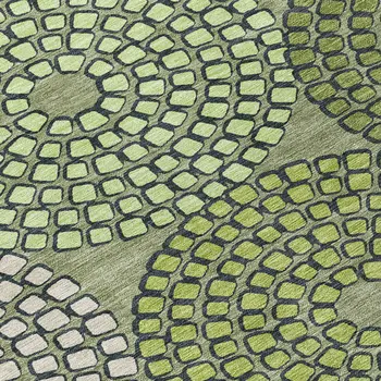 3' X 5' Olive Green And Beige Geometric Washable Indoor Outdoor Area Rug