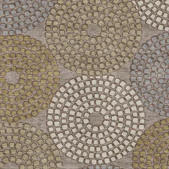 5' X 8' Taupe Beige And Green Geometric Washable Indoor Outdoor Area Rug