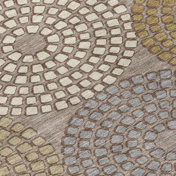 10' X 14' Taupe Beige And Green Geometric Washable Indoor Outdoor Area Rug