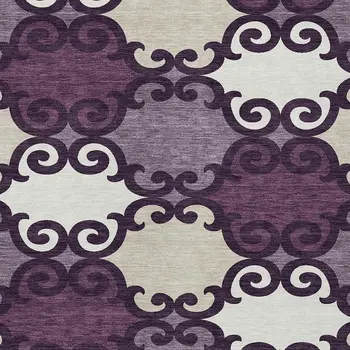 3' X 5' Eggplant And Ivory Trellis Washable Indoor Outdoor Area Rug