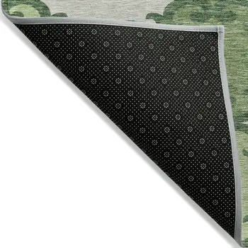 5' X 8' Green And Ivory Trellis Washable Indoor Outdoor Area Rug