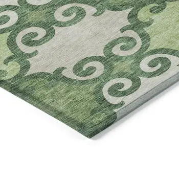 10' X 14' Green And Ivory Trellis Washable Indoor Outdoor Area Rug