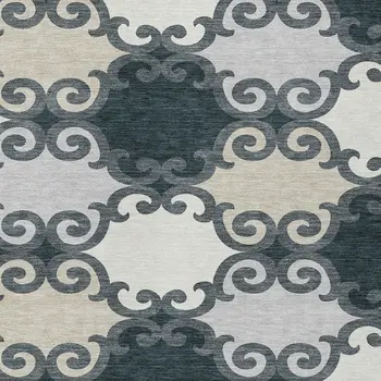 5' X 8' Gray And Ivory Trellis Washable Indoor Outdoor Area Rug