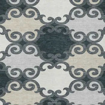 8' X 10' Gray And Ivory Trellis Washable Indoor Outdoor Area Rug