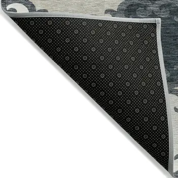 10' X 14' Gray And Ivory Trellis Washable Indoor Outdoor Area Rug