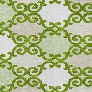 3' X 5' Lime Green And Ivory Trellis Washable Indoor Outdoor Area Rug