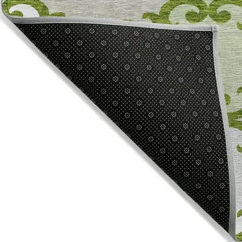 10' X 14' Lime Green And Ivory Trellis Washable Indoor Outdoor Area Rug