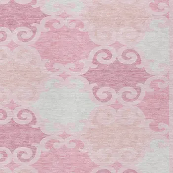 8' X 10' Pink And Gray Trellis Washable Indoor Outdoor Area Rug