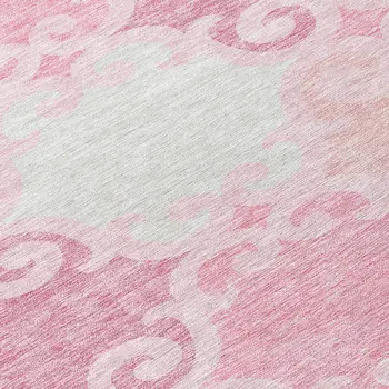 8' X 10' Pink And Gray Trellis Washable Indoor Outdoor Area Rug