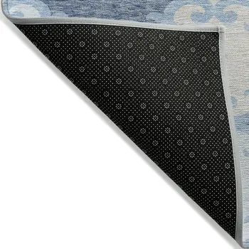 3' X 5' Sky Blue Gray And Ivory Trellis Washable Indoor Outdoor Area Rug